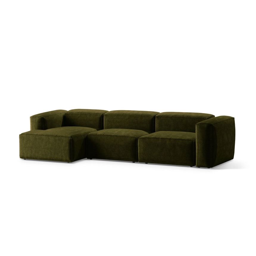 Bergamo 4-Sitzer Ecksofa, Linke Seite, aus Cord in Grün (Perla 60), 344x152x70 cm von Cosmopolitan Design – Bild 4