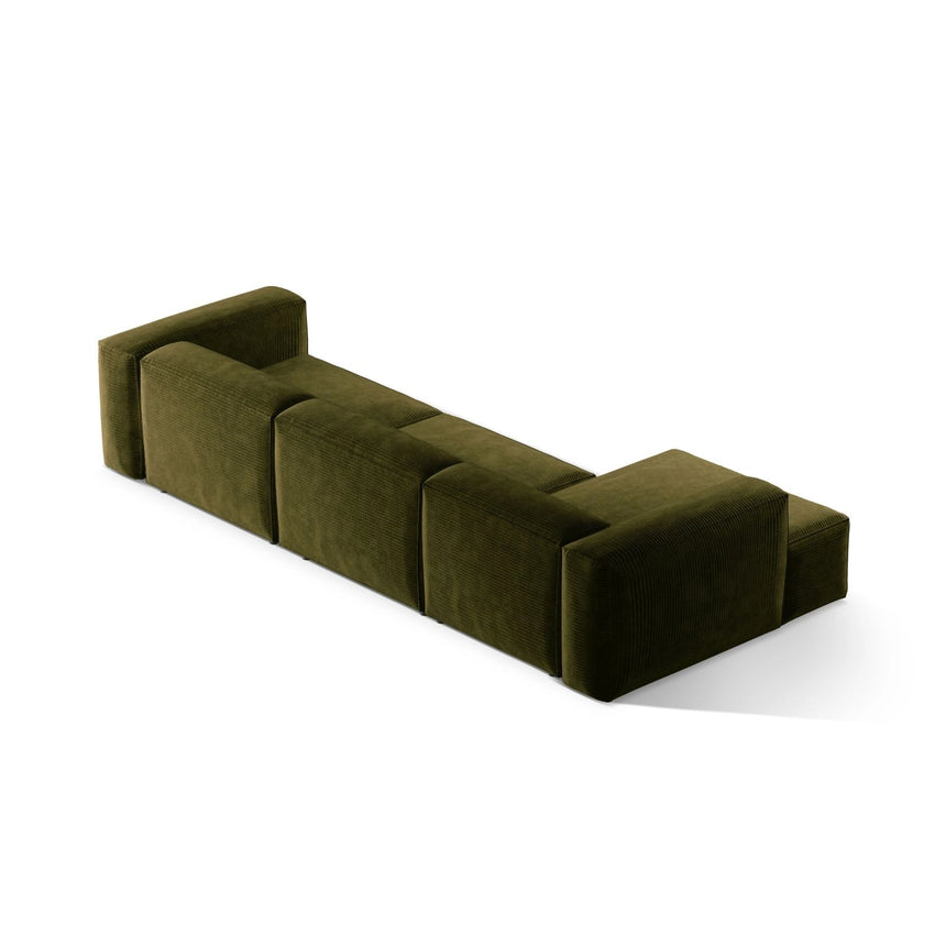Bergamo 4-Sitzer Ecksofa, Linke Seite, aus Cord in Grün (Perla 60), 344x152x70 cm von Cosmopolitan Design – Bild 5