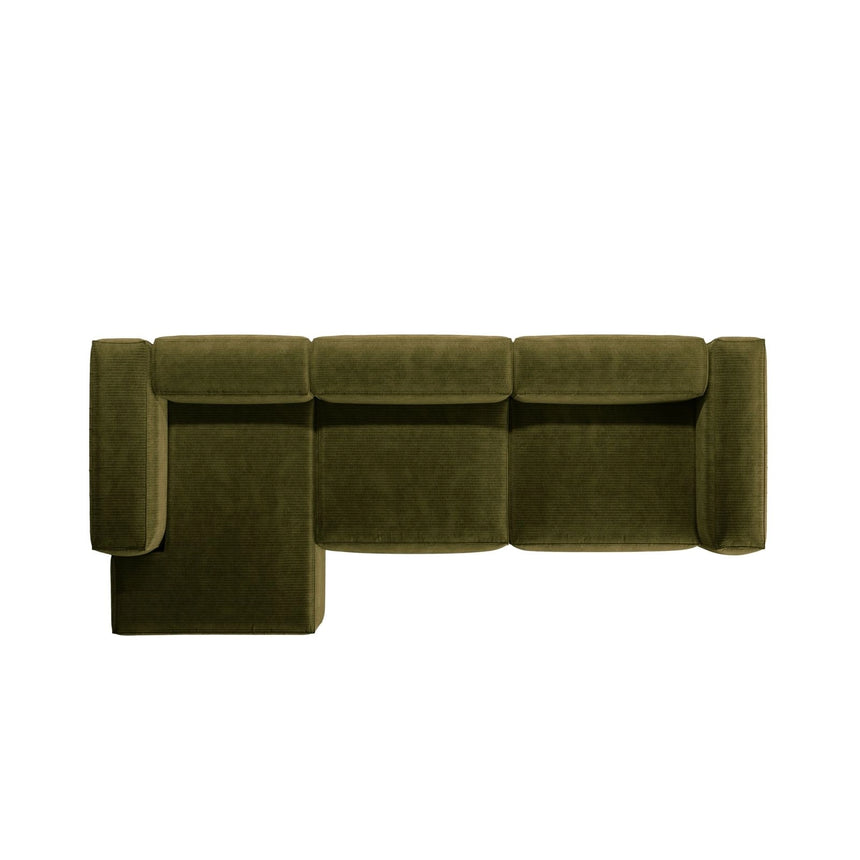 Bergamo 4-Sitzer Ecksofa, Linke Seite, aus Cord in Grün (Perla 60), 344x152x70 cm von Cosmopolitan Design – Bild 6