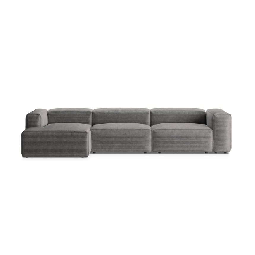 Bergamo 4-Sitzer Ecksofa, Linke Seite, aus Cord in Hellgrau (Perla 30), 344x152x70 cm von Cosmopolitan Design – Bild 1