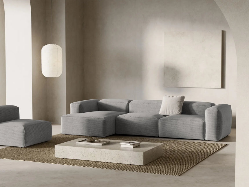 Bergamo 4-Sitzer Ecksofa, Linke Seite, aus Cord in Hellgrau (Perla 30), 344x152x70 cm von Cosmopolitan Design – Bild 2