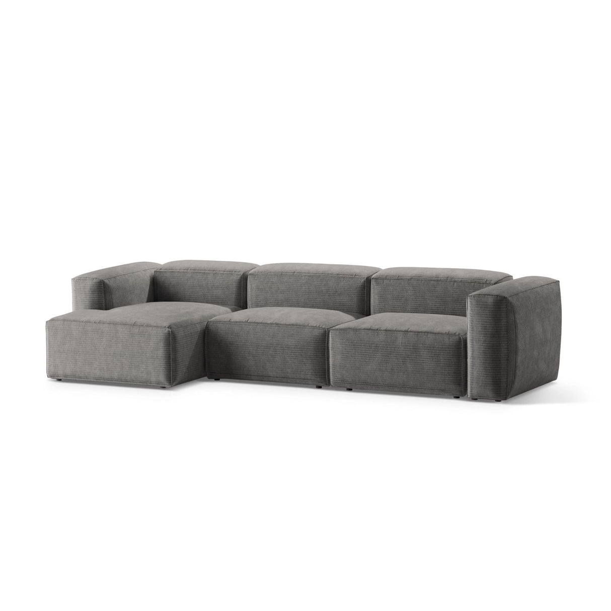 Bergamo 4-Sitzer Ecksofa, Linke Seite, aus Cord in Hellgrau (Perla 30), 344x152x70 cm von Cosmopolitan Design – Bild 4