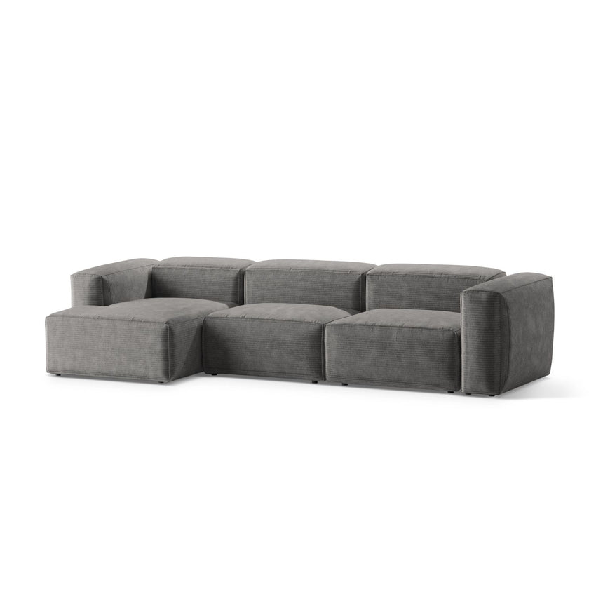 Bergamo 4-Sitzer Ecksofa, Linke Seite, aus Cord in Hellgrau (Perla 30), 344x152x70 cm von Cosmopolitan Design – Bild 4