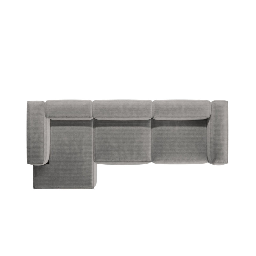 Bergamo 4-Sitzer Ecksofa, Linke Seite, aus Cord in Hellgrau (Perla 30), 344x152x70 cm von Cosmopolitan Design – Bild 6