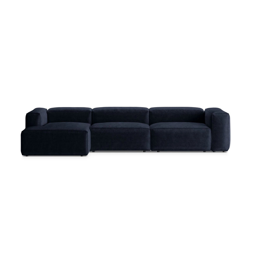 Bergamo 4-Sitzer Ecksofa, Linke Seite, aus Cord in Marineblau (Perla 40), 344x152x70 cm von Cosmopolitan Design – Bild 1