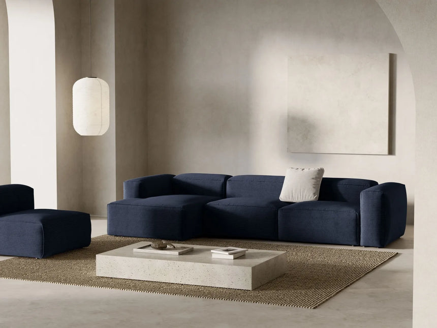 Bergamo 4-Sitzer Ecksofa, Linke Seite, aus Cord in Marineblau (Perla 40), 344x152x70 cm von Cosmopolitan Design – Bild 2