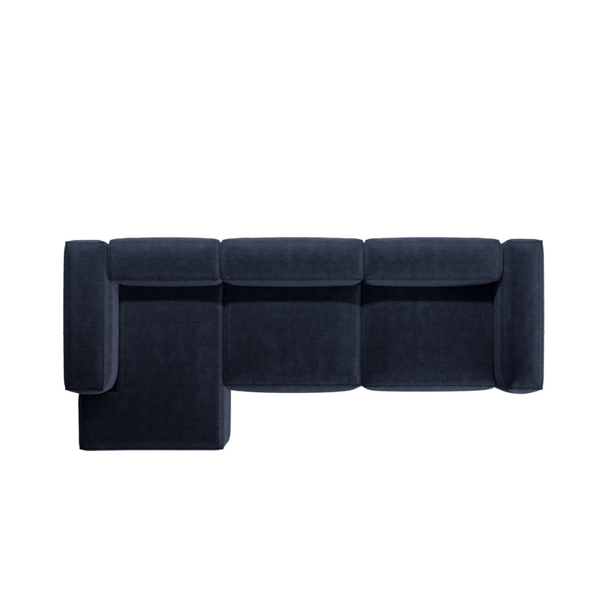 Bergamo 4-Sitzer Ecksofa, Linke Seite, aus Cord in Marineblau (Perla 40), 344x152x70 cm von Cosmopolitan Design – Bild 6