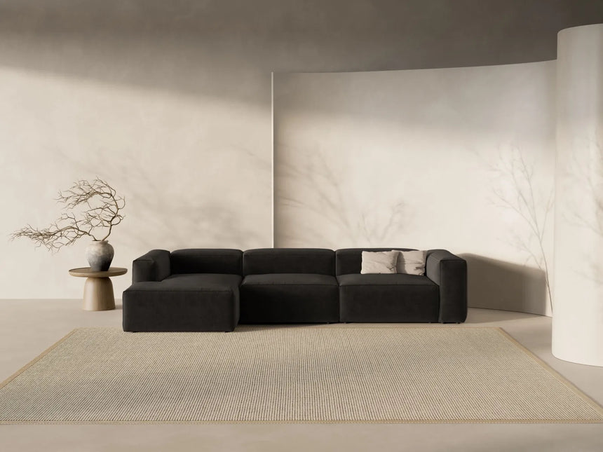 Bergamo 4-Sitzer Ecksofa, Linke Seite, aus Strukturierter Stoff in Schwarz (Liberty 22), 344x152x70 cm von Cosmopolitan Design – Bild 2