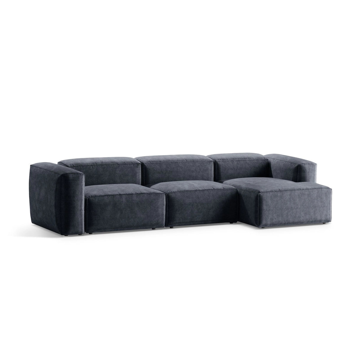 Bergamo 4-Sitzer Ecksofa, Rechte Seite, aus Cord in Gedämpftes Blau (Perla 45), 344x152x70 cm von Cosmopolitan Design – Bild 4