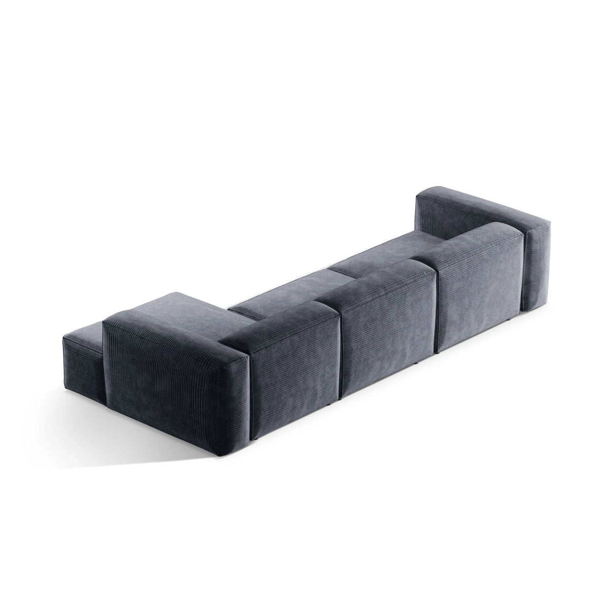 Bergamo 4-Sitzer Ecksofa, Rechte Seite, aus Cord in Gedämpftes Blau (Perla 45), 344x152x70 cm von Cosmopolitan Design – Bild 5