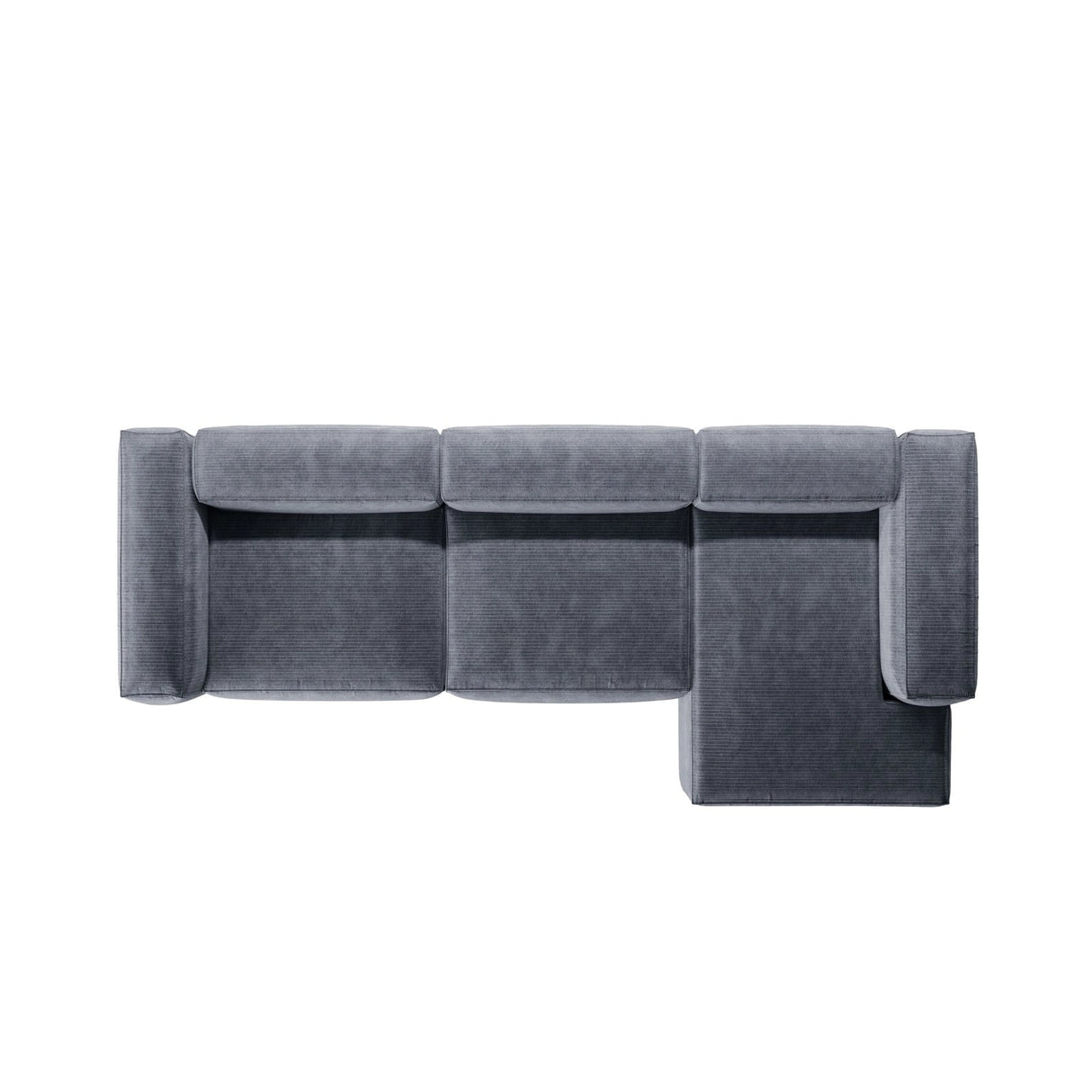 Bergamo 4-Sitzer Ecksofa, Rechte Seite, aus Cord in Gedämpftes Blau (Perla 45), 344x152x70 cm von Cosmopolitan Design – Bild 6
