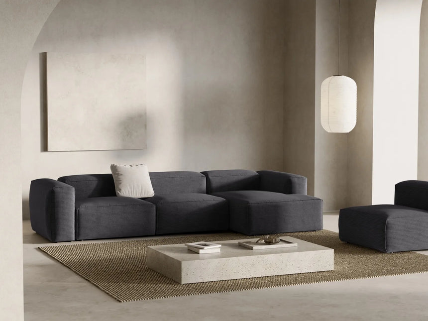 Bergamo 4-Sitzer Ecksofa, Rechte Seite, aus Cord in Grau (Perla 35), 344x152x70 cm von Cosmopolitan Design – Bild 2