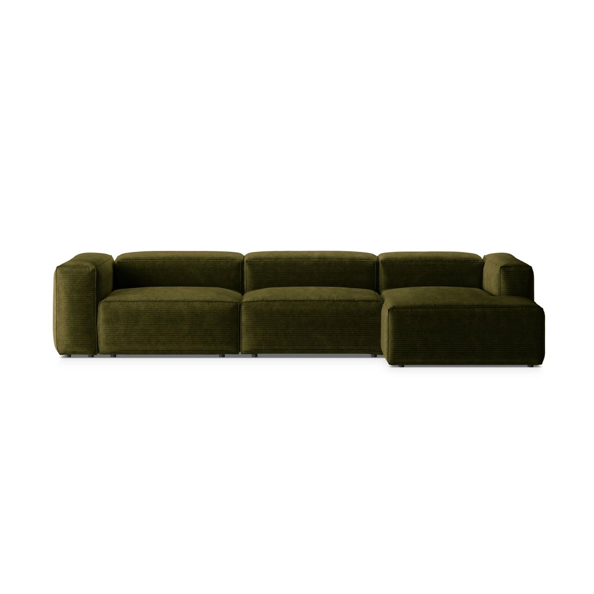 Bergamo 4-Sitzer Ecksofa, Rechte Seite, aus Cord in Grün (Perla 60), 344x152x70 cm von Cosmopolitan Design – Bild 1