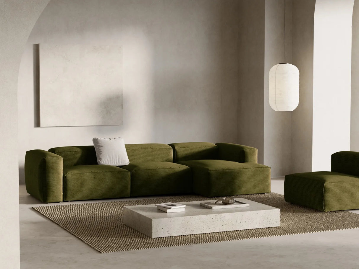 Bergamo 4-Sitzer Ecksofa, Rechte Seite, aus Cord in Grün (Perla 60), 344x152x70 cm von Cosmopolitan Design – Bild 2