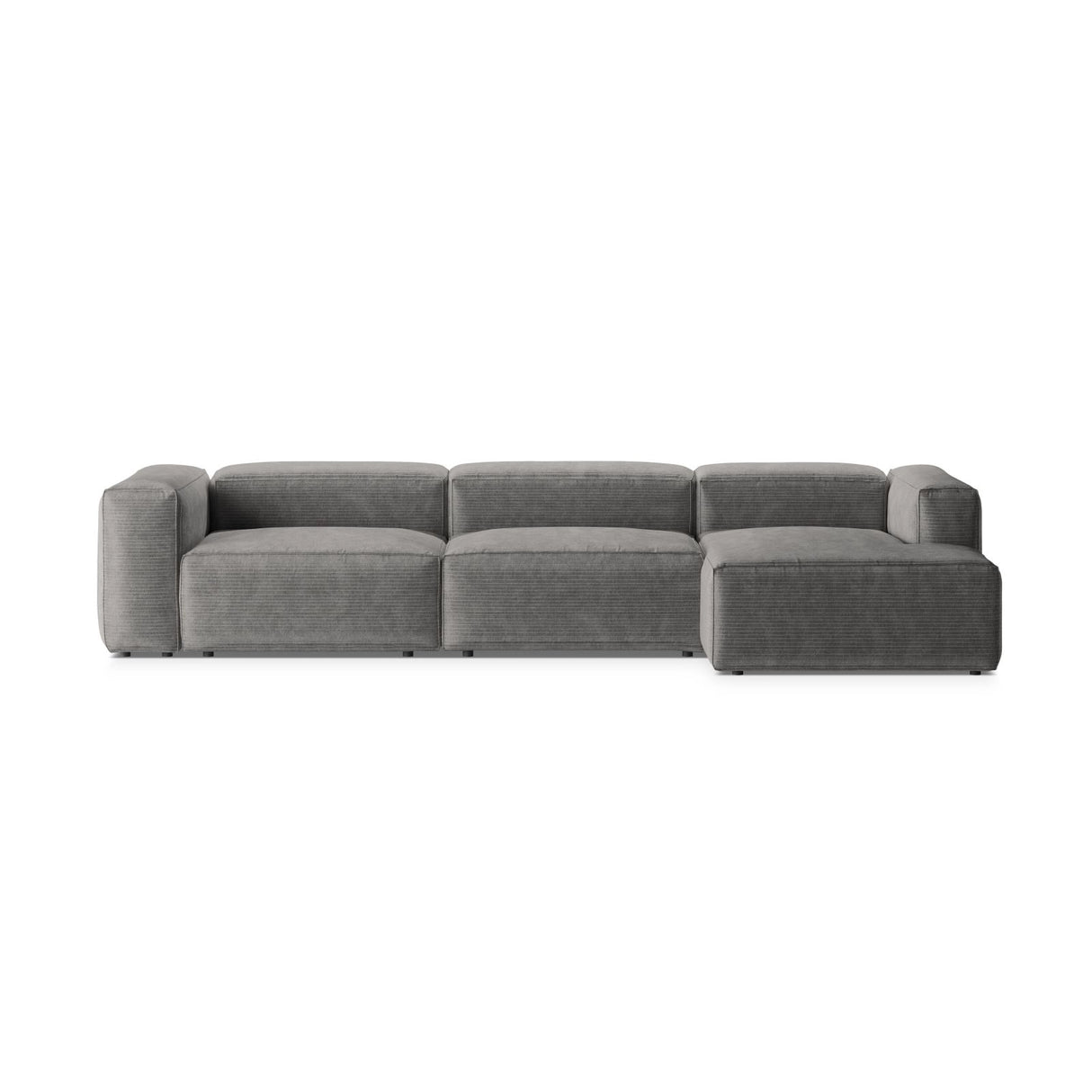 Bergamo 4-Sitzer Ecksofa, Rechte Seite, aus Cord in Hellgrau (Perla 30), 344x152x70 cm von Cosmopolitan Design – Bild 1