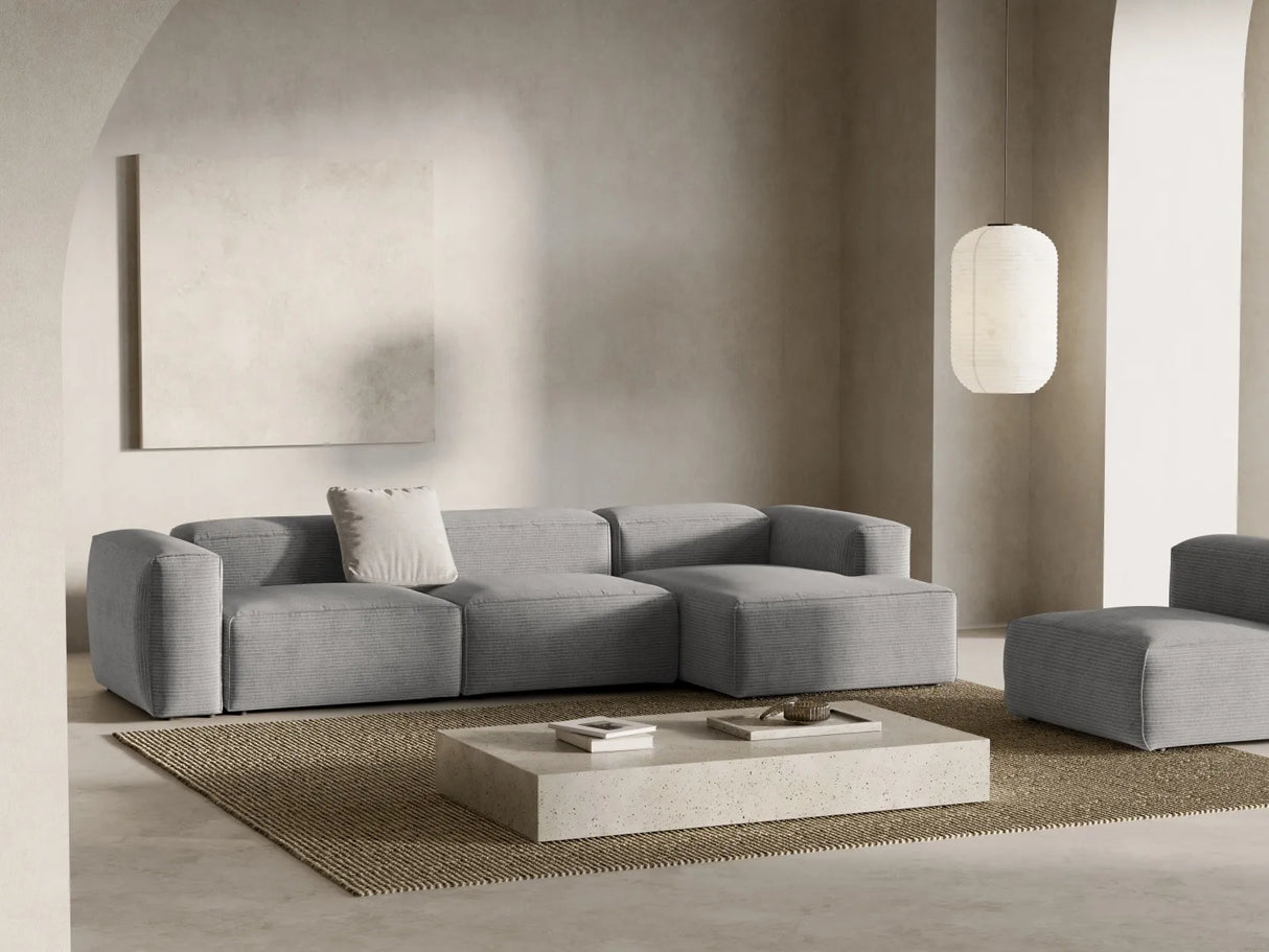 Bergamo 4-Sitzer Ecksofa, Rechte Seite, aus Cord in Hellgrau (Perla 30), 344x152x70 cm von Cosmopolitan Design – Bild 2
