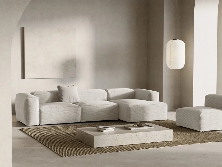 Bergamo 4-Sitzer Ecksofa, Rechte Seite, aus Cord oder Strukturstoff, 344x152x70 cm von Cosmopolitan Design – Bild 2