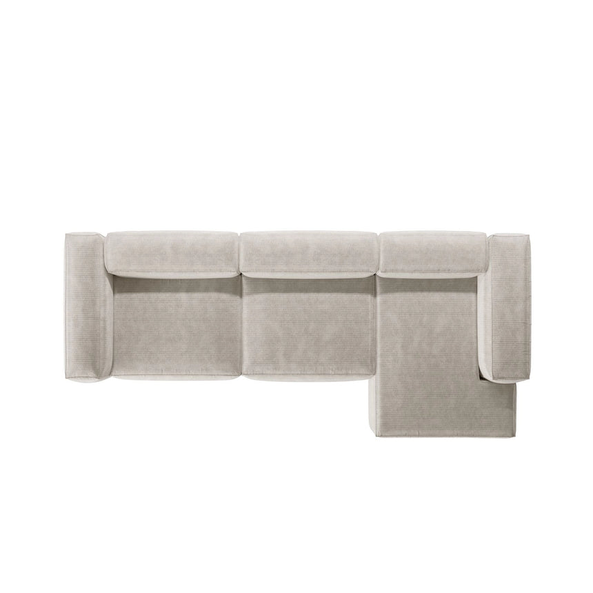 Bergamo 4-Sitzer Ecksofa, Rechte Seite, aus Cord oder Strukturstoff, 344x152x70 cm von Cosmopolitan Design – Bild 6