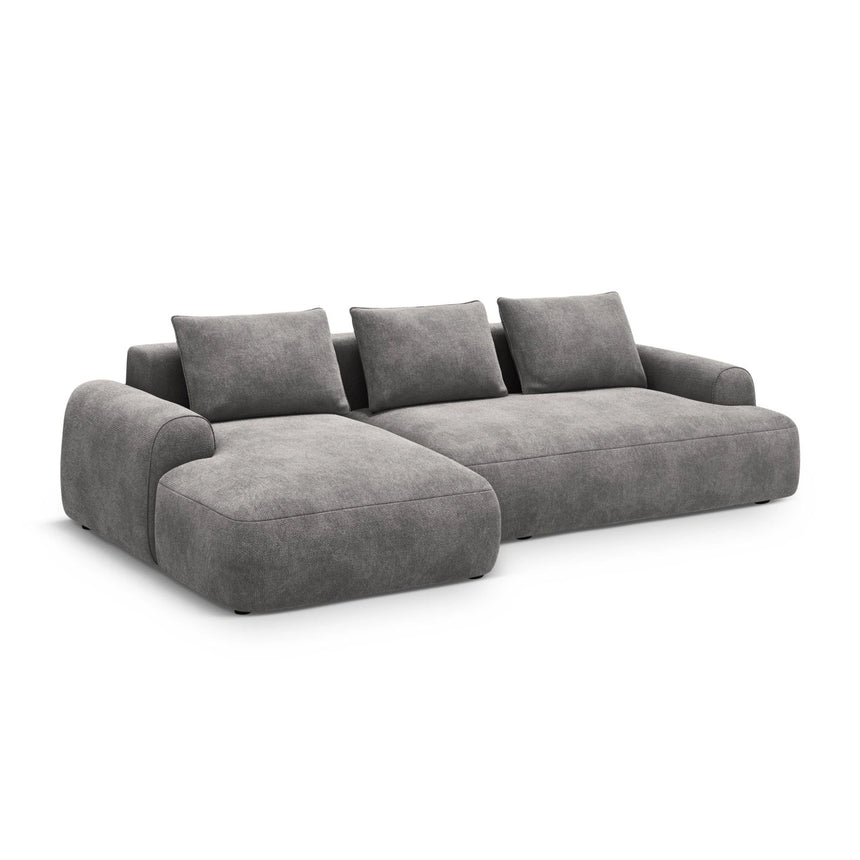 Calma 3-Sitzer Ecksofa mit Schlaffunktion und Stauraum, Linke Seite, aus Samt in Grau (Vogue 15), 275x142x84 cm von Cosmopolitan Design – Bild 3