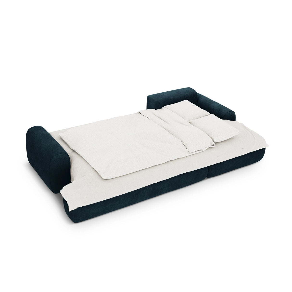 Calma 3-Sitzer Ecksofa mit Schlaffunktion und Stauraum, Rechte Seite, aus Samt in Tiefes Petrol (Vogue 13), 275x142x84 cm von Cosmopolitan Design – Bild 4