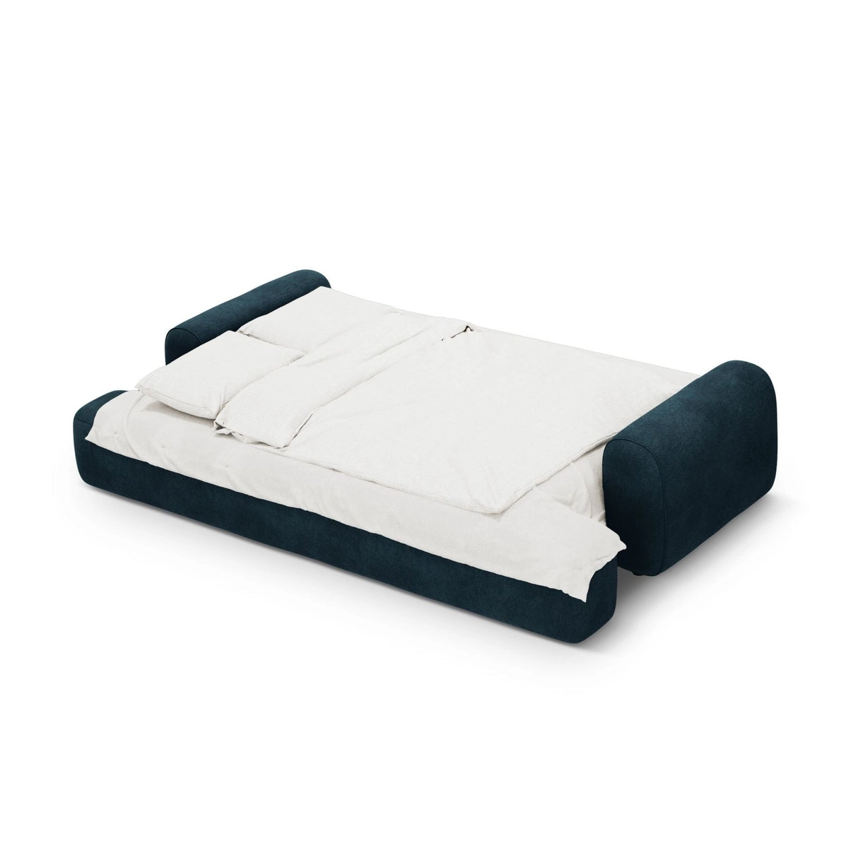 Calma 4-Sitzer Sofa mit Schlaffunktion und Stauraum, aus Samt in Tiefes Petrol (Vogue 13), 250x100x84 cm von Cosmopolitan Design – Bild 4