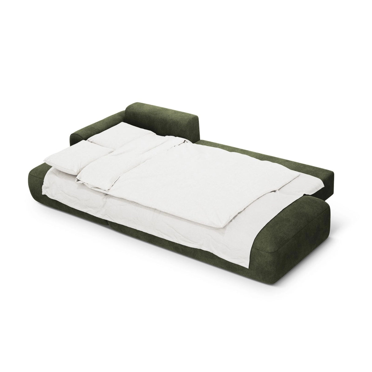 Calma 5-Sitzer Ecksofa mit Schlaffunktion und Stauraum, Linke Seite, aus Samt in Grün (Vogue 11), 275x142x84 cm von Cosmopolitan Design – Bild 4