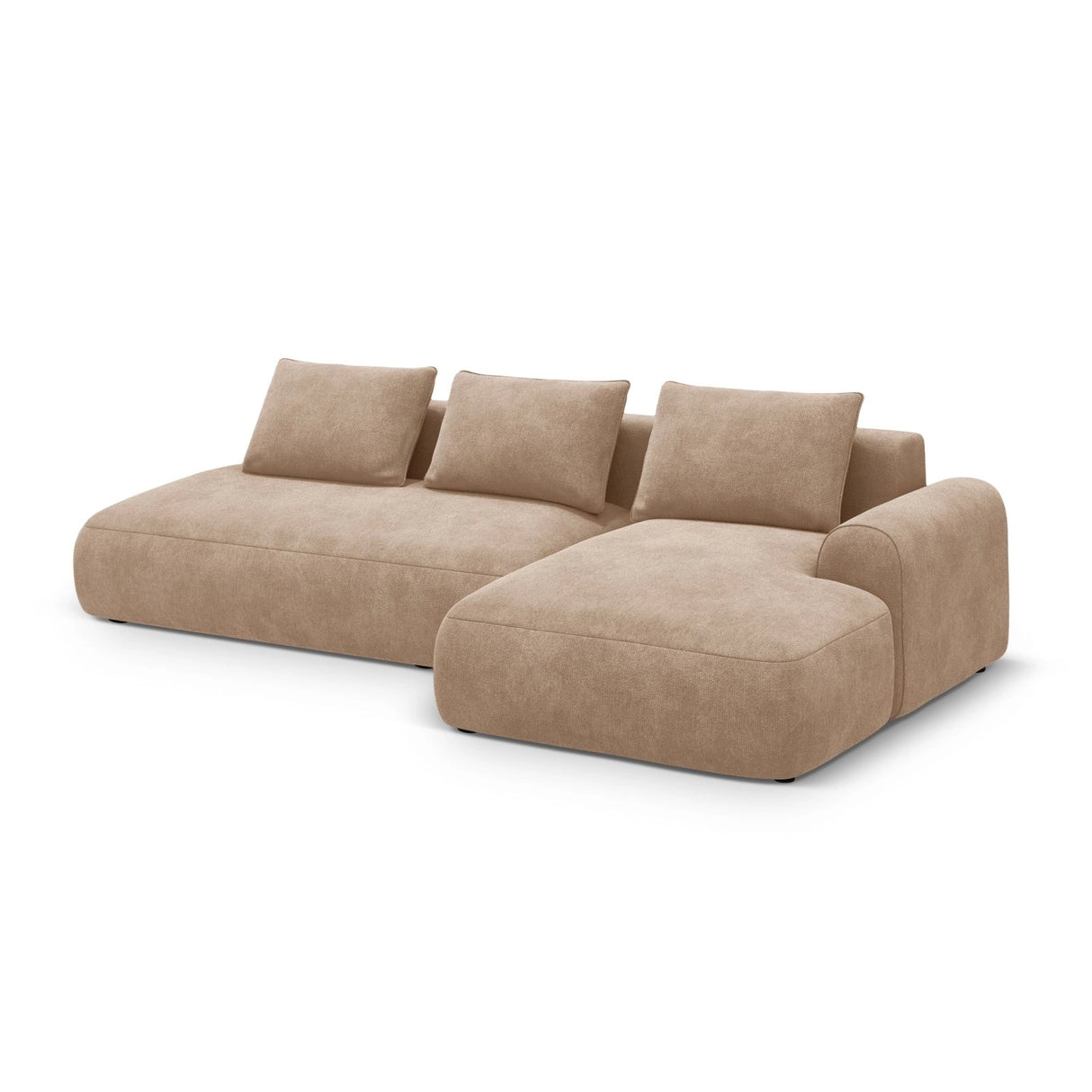 Calma 5-Sitzer Ecksofa mit Schlaffunktion und Stauraum, Rechte Seite, aus Samt in Dunkelbeige (Vogue 3), 275x142x84 cm von Cosmopolitan Design – Bild 3
