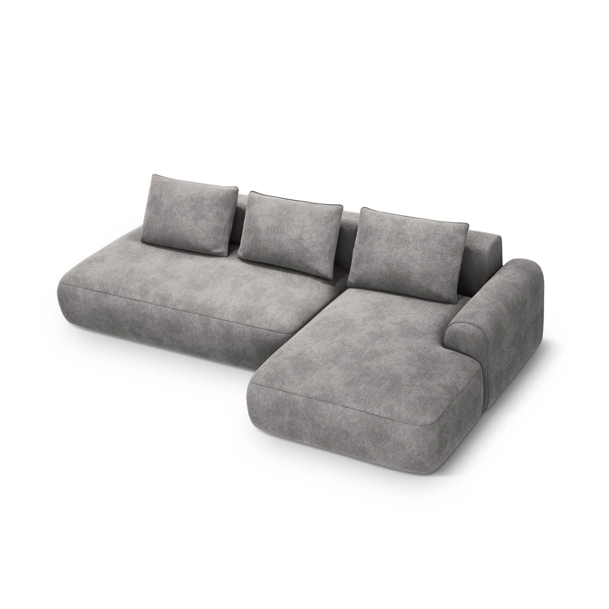Calma 5-Sitzer Ecksofa mit Schlaffunktion und Stauraum, Rechte Seite, aus Samt in Grau (Vogue 15), 275x142x84 cm von Cosmopolitan Design – Bild 1
