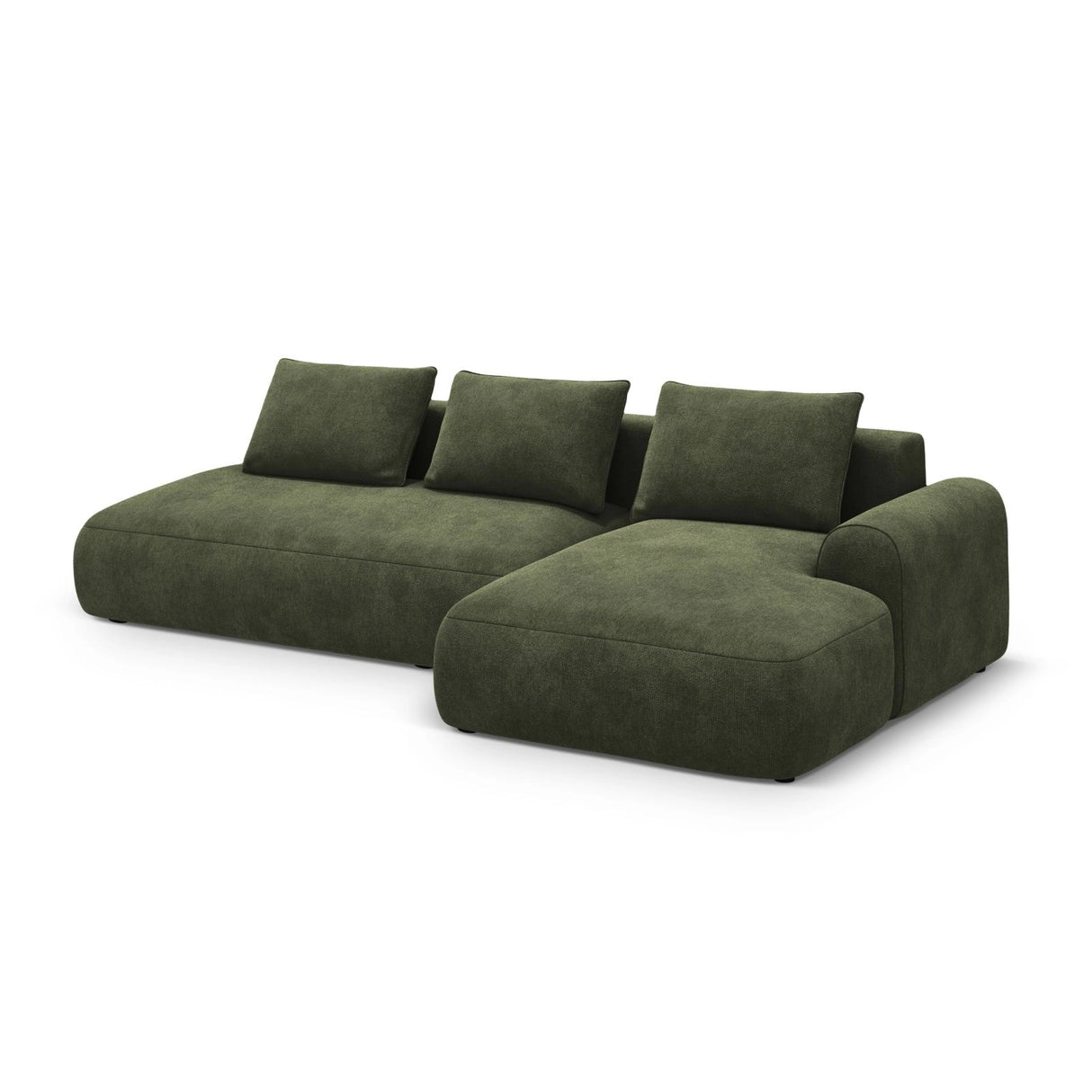 Calma 5-Sitzer Ecksofa mit Schlaffunktion und Stauraum, Rechte Seite, aus Samt in Grün (Vogue 11), 275x142x84 cm von Cosmopolitan Design – Bild 3