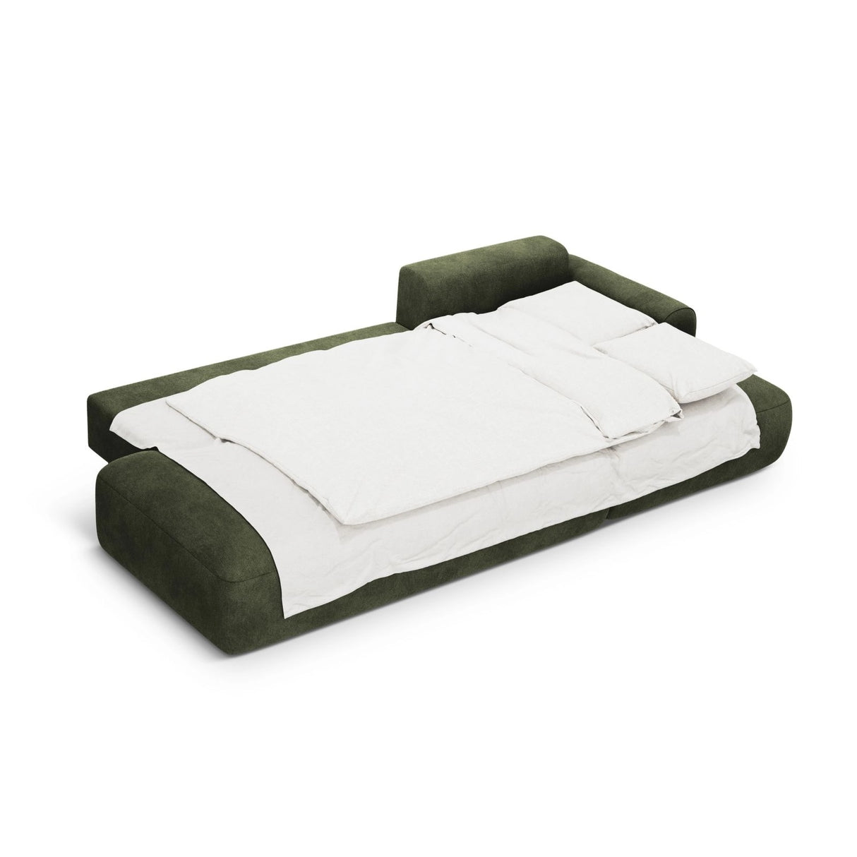 Calma 5-Sitzer Ecksofa mit Schlaffunktion und Stauraum, Rechte Seite, aus Samt in Grün (Vogue 11), 275x142x84 cm von Cosmopolitan Design – Bild 4