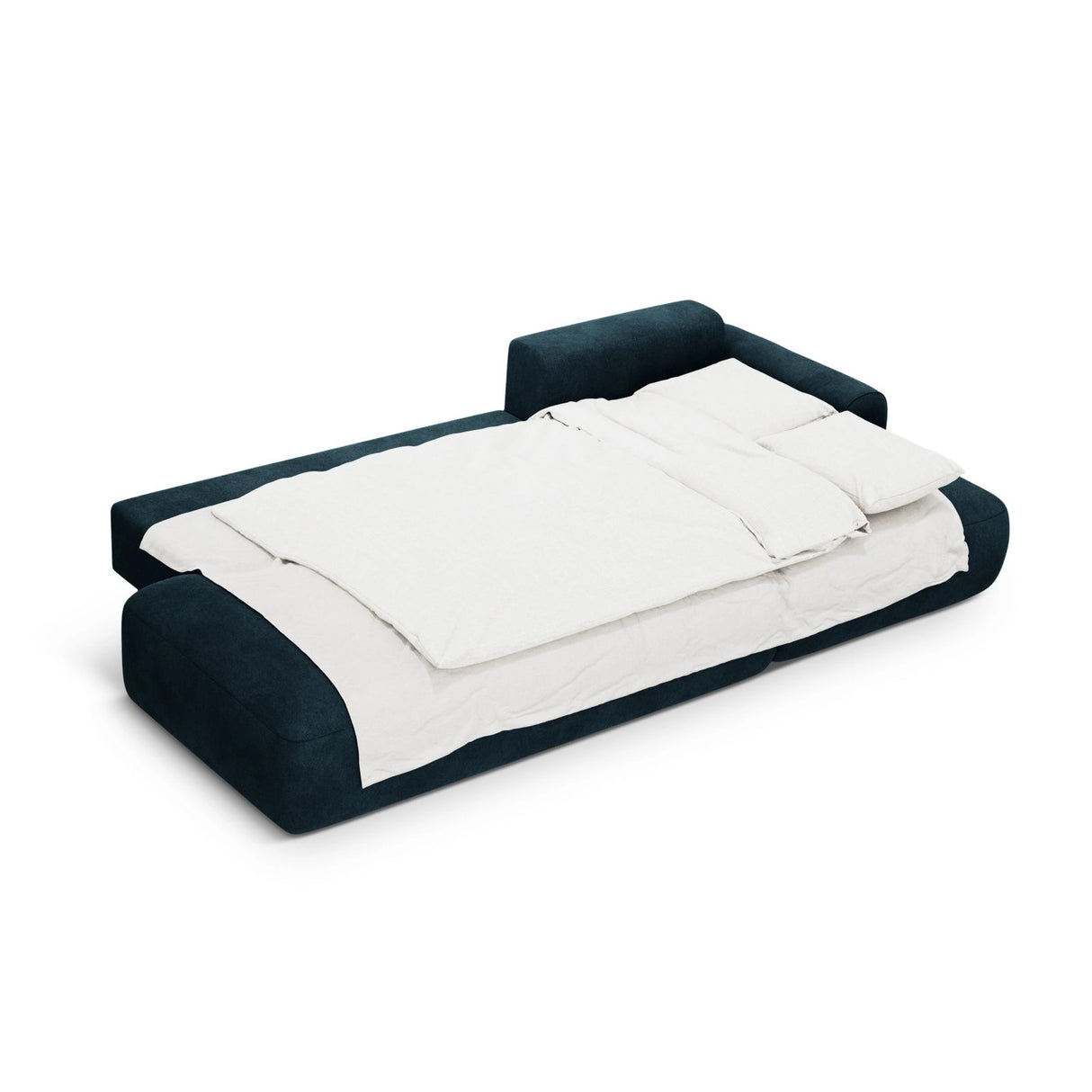 Calma 5-Sitzer Ecksofa mit Schlaffunktion und Stauraum, Rechte Seite, aus Samt in Tiefes Petrol (Vogue 13), 275x142x84 cm von Cosmopolitan Design – Bild 4