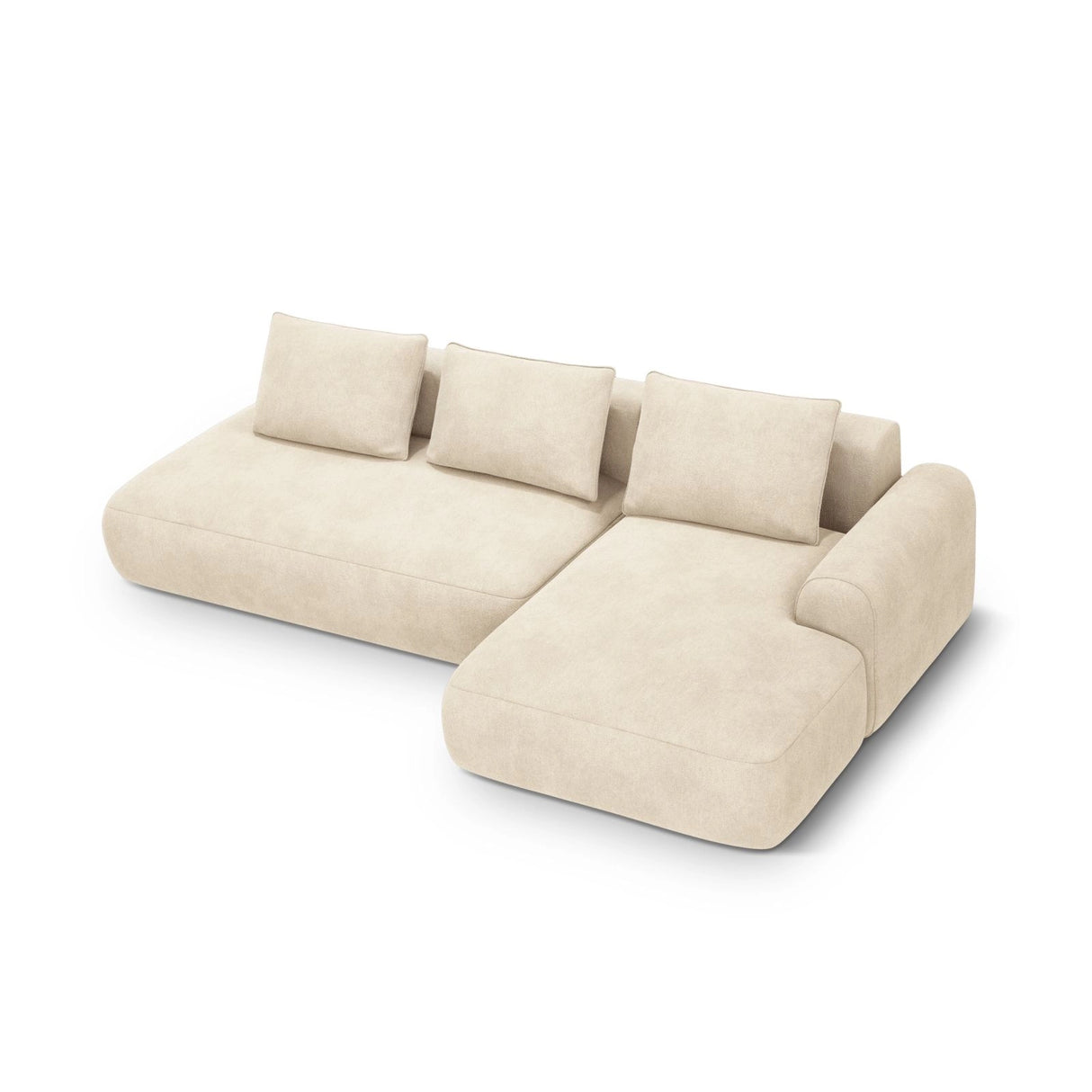 Calma 5-Sitzer Ecksofa mit Schlaffunktion und Stauraum, Rechte Seite, aus Samt oder Strukturstoff, 275x142x84 cm von Cosmopolitan Design – Bild 1