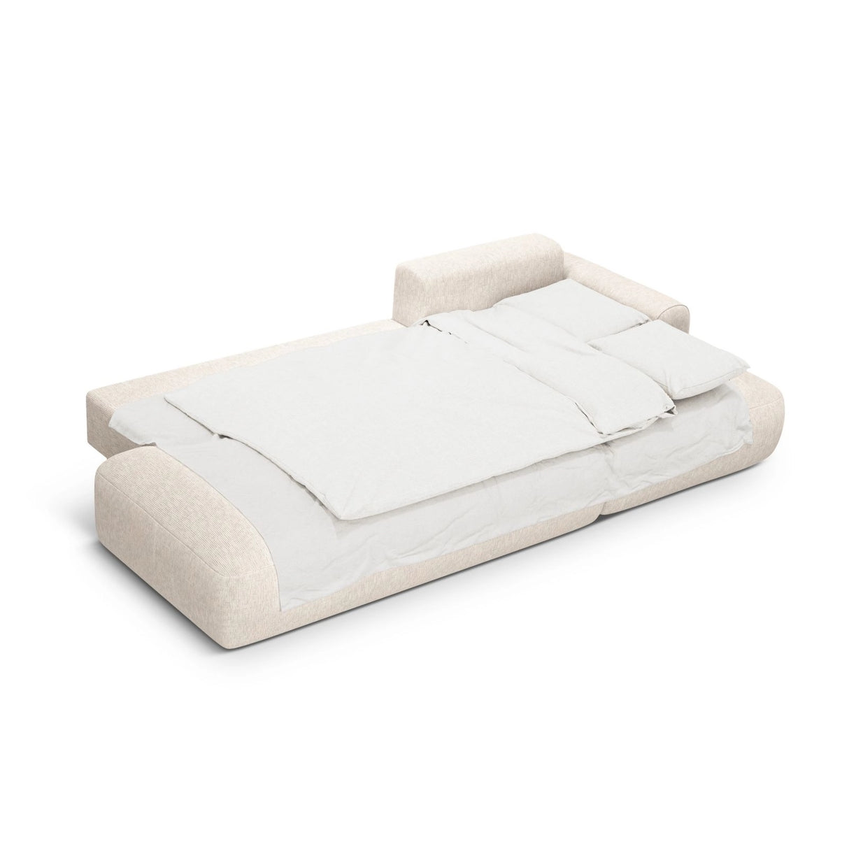 Calma 5-Sitzer Ecksofa mit Schlaffunktion und Stauraum, Rechte Seite, aus Strukturierter Stoff in Hellbeige (Baltimore Sand), 275x142x84 cm von Cosmopolitan Design – Bild 4