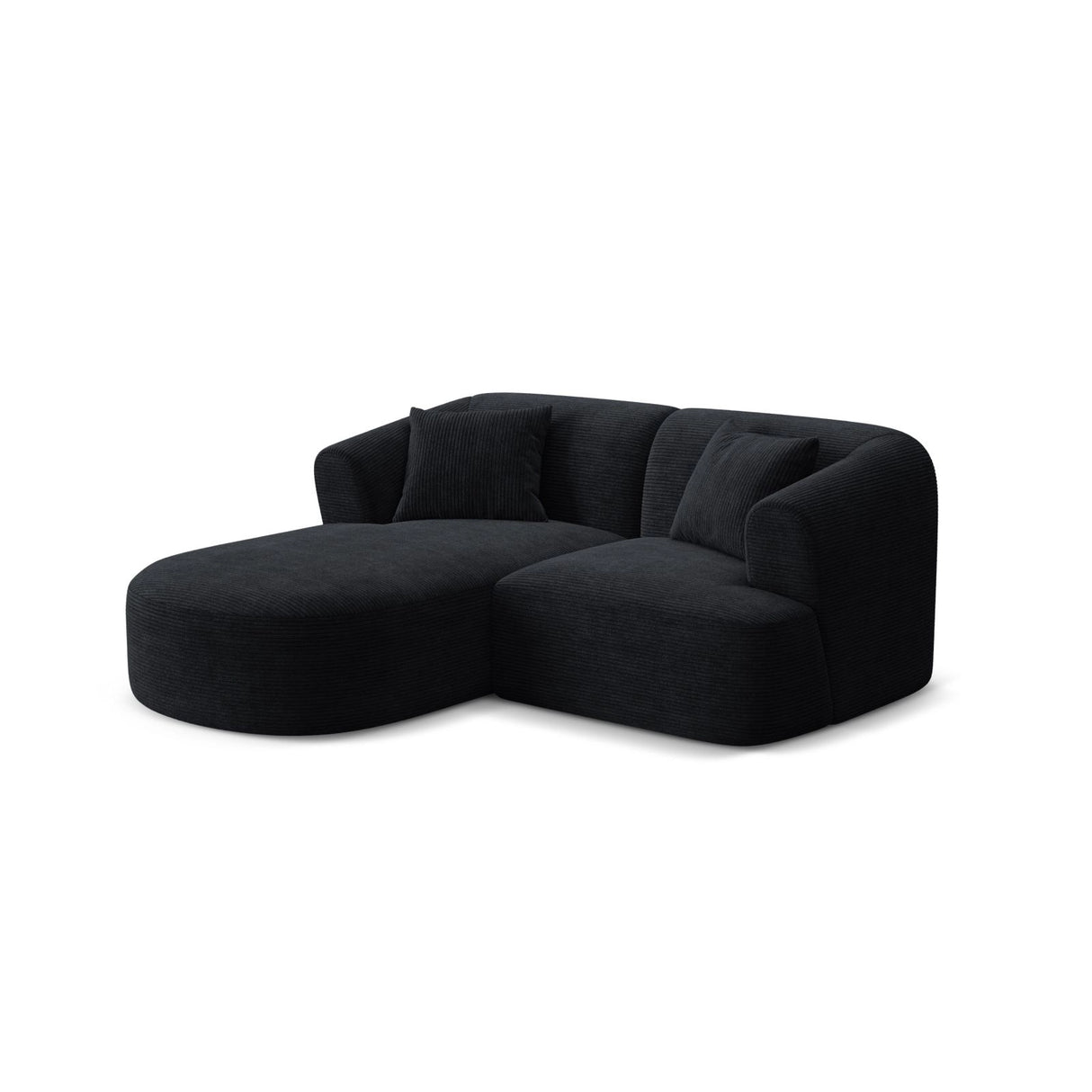 Campi 3-Sitzer Ecksofa, Linke Seite, aus Cord in Schwarz (Lincoln 100D), 180x156x70 cm von Cosmopolitan Design – Bild 3