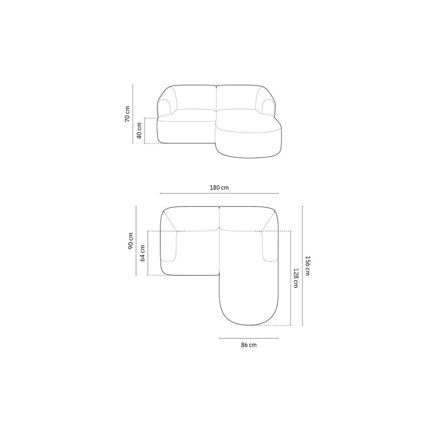 Campi 3-Sitzer Ecksofa, Rechte Seite, aus Cord in Silber (Lincoln 84D), 180x156x70 cm von Cosmopolitan Design – Bild 2