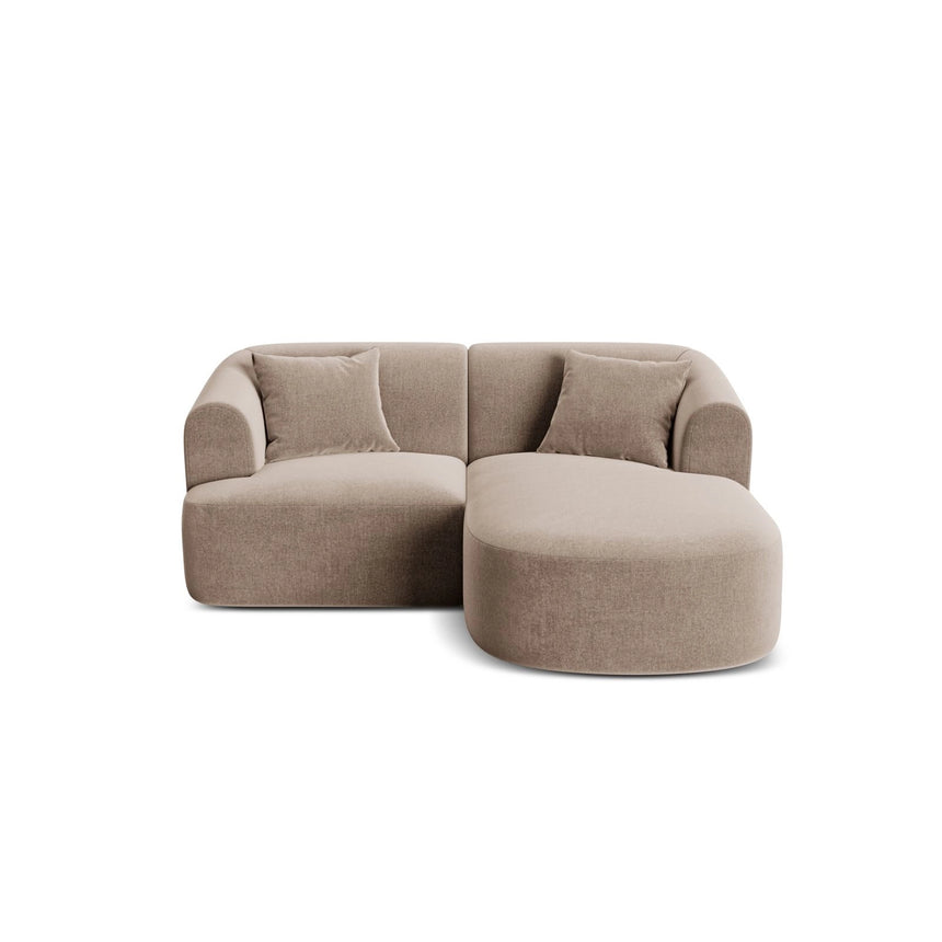Campi 3-Sitzer Ecksofa, Rechte Seite, aus Samt in Dunkelbeige (Vogue 3), 180x156x70 cm von Cosmopolitan Design – Bild 1