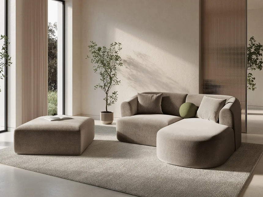 Campi 3-Sitzer Ecksofa, Rechte Seite, aus Samt in Dunkelbeige (Vogue 3), 180x156x70 cm von Cosmopolitan Design – Bild 2