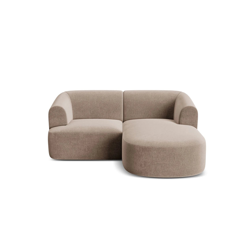 Campi 3-Sitzer Ecksofa, Rechte Seite, aus Samt in Dunkelbeige (Vogue 3), 180x156x70 cm von Cosmopolitan Design – Bild 5