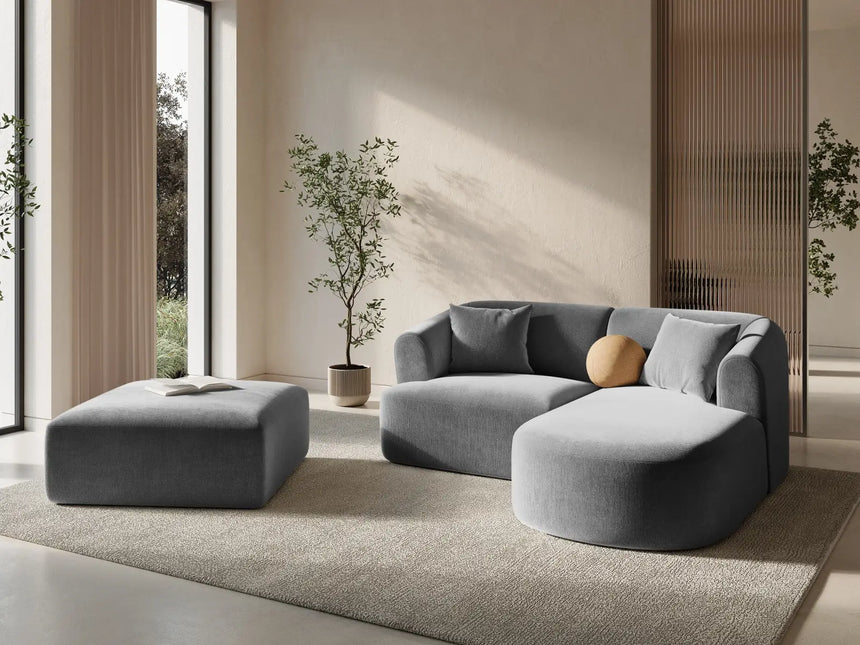 Campi 3-Sitzer Ecksofa, Rechte Seite, aus Samt in Grau (Vogue 15), 180x156x70 cm von Cosmopolitan Design – Bild 2
