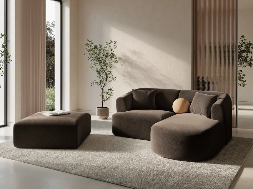Campi 3-Sitzer Ecksofa, Rechte Seite, aus Samt in Schokolade (Vogue 6), 180x156x70 cm von Cosmopolitan Design – Bild 2