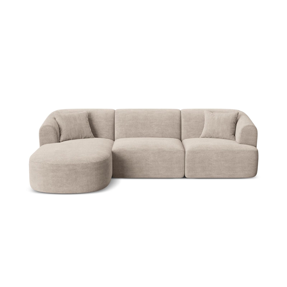 Campi 4-Sitzer Ecksofa, Linke Seite, aus Cord in Cappuccino (Lincoln 09D), 256x156x70 cm von Cosmopolitan Design – Bild 1