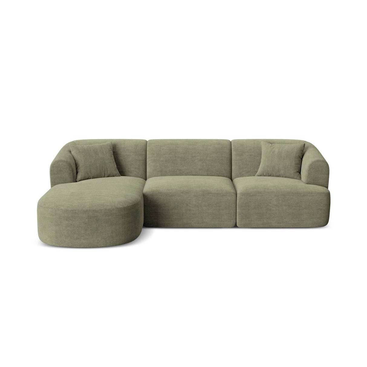 Campi 4-Sitzer Ecksofa, Linke Seite, aus Cord in Moosgrün (Lincoln 37D), 256x156x70 cm von Cosmopolitan Design – Bild 1