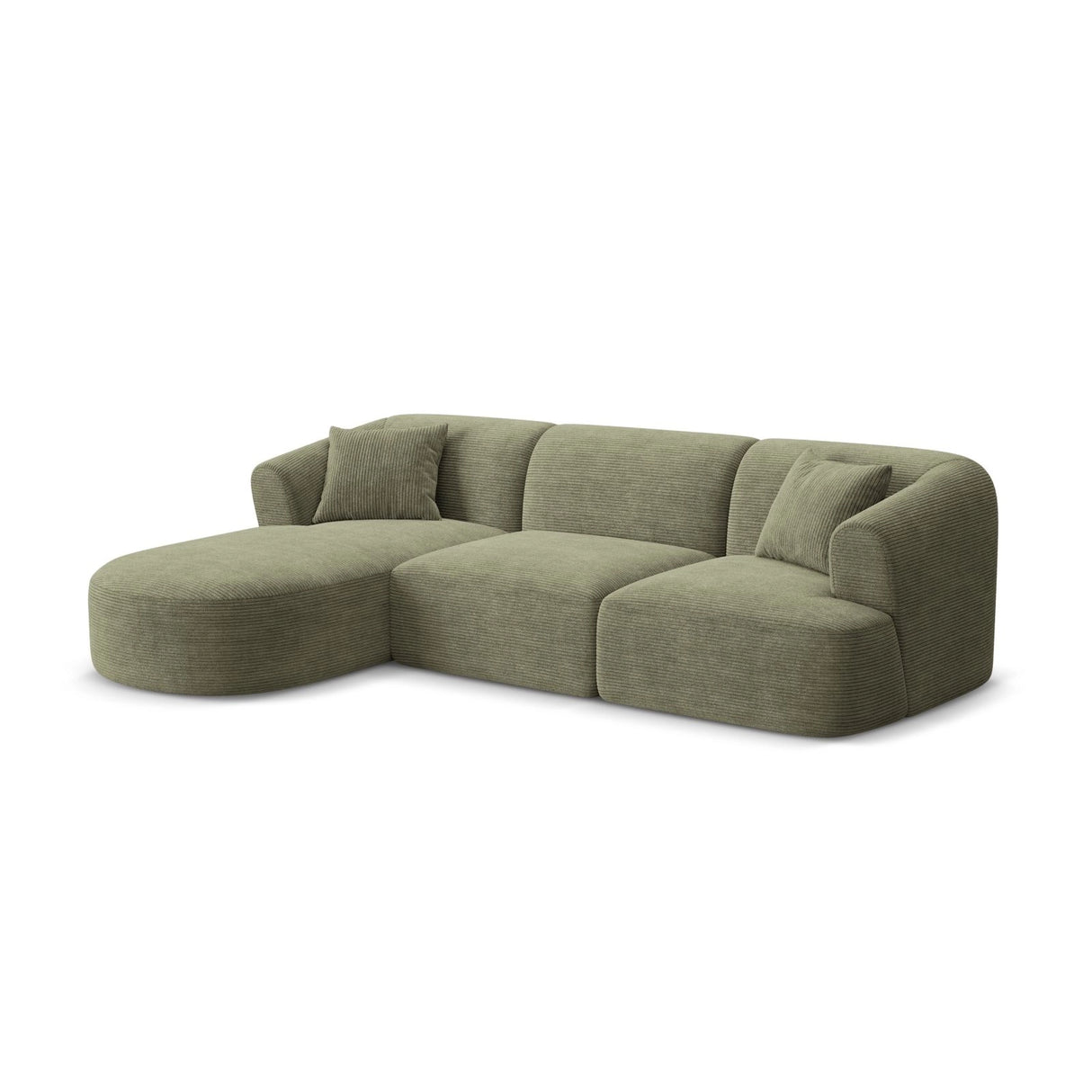 Campi 4-Sitzer Ecksofa, Linke Seite, aus Cord in Moosgrün (Lincoln 37D), 256x156x70 cm von Cosmopolitan Design – Bild 3