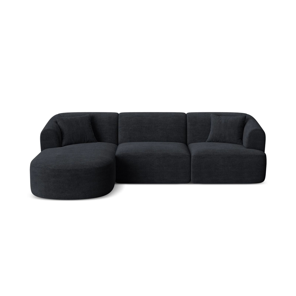 Campi 4-Sitzer Ecksofa, Linke Seite, aus Cord in Schwarz (Lincoln 100D), 256x156x70 cm von Cosmopolitan Design – Bild 1