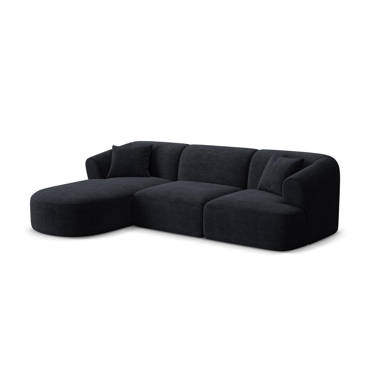 Campi 4-Sitzer Ecksofa, Linke Seite, aus Cord in Schwarz (Lincoln 100D), 256x156x70 cm von Cosmopolitan Design – Bild 3