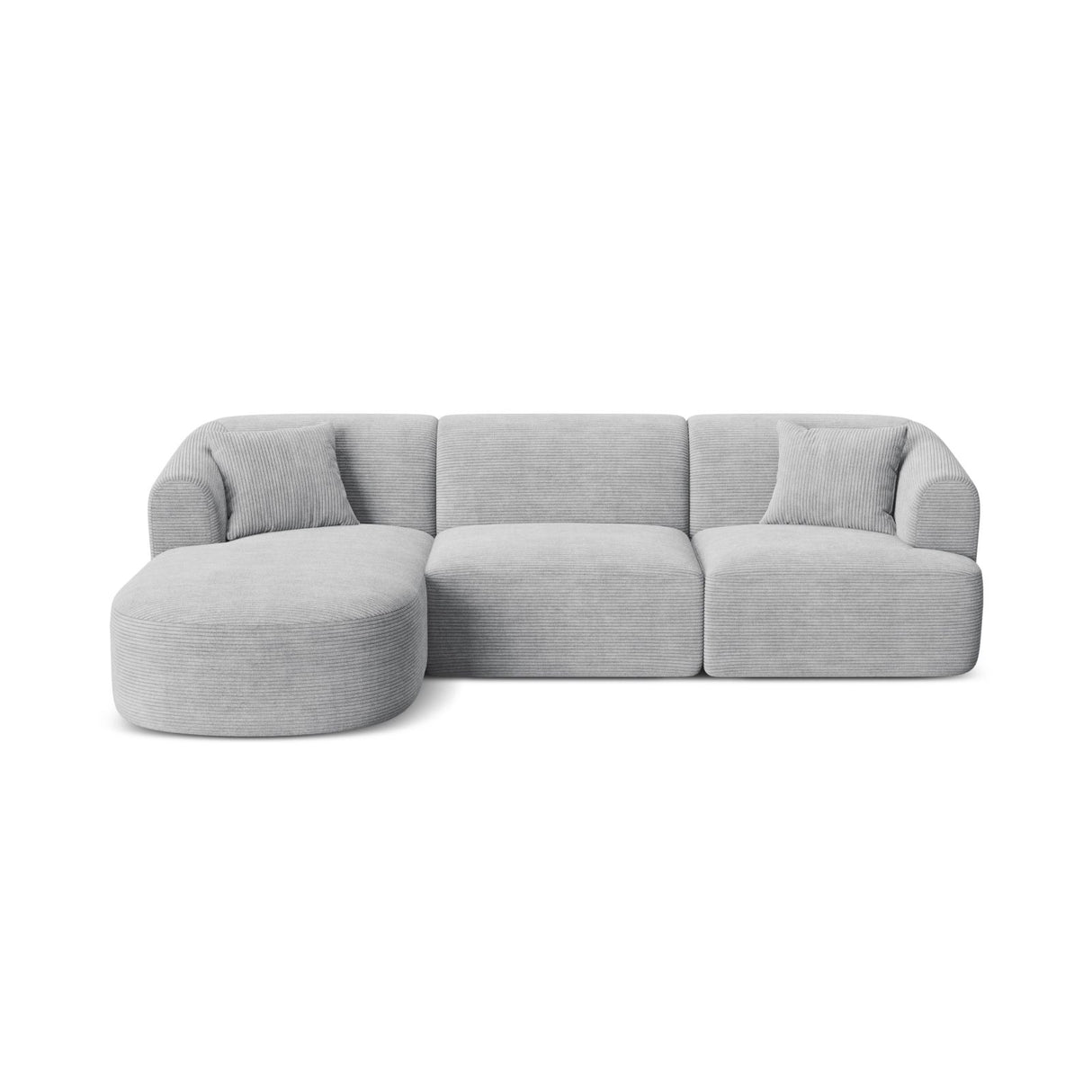 Campi 4-Sitzer Ecksofa, Linke Seite, aus Cord in Silber (Lincoln 84D), 256x156x70 cm von Cosmopolitan Design – Bild 1