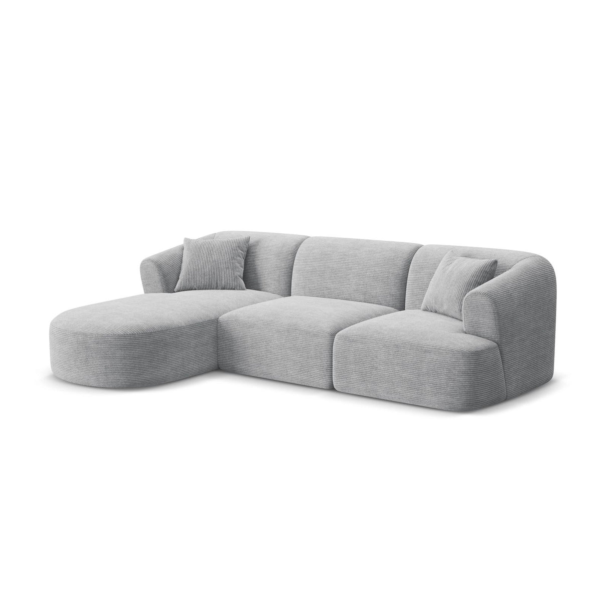 Campi 4-Sitzer Ecksofa, Linke Seite, aus Cord in Silber (Lincoln 84D), 256x156x70 cm von Cosmopolitan Design – Bild 3
