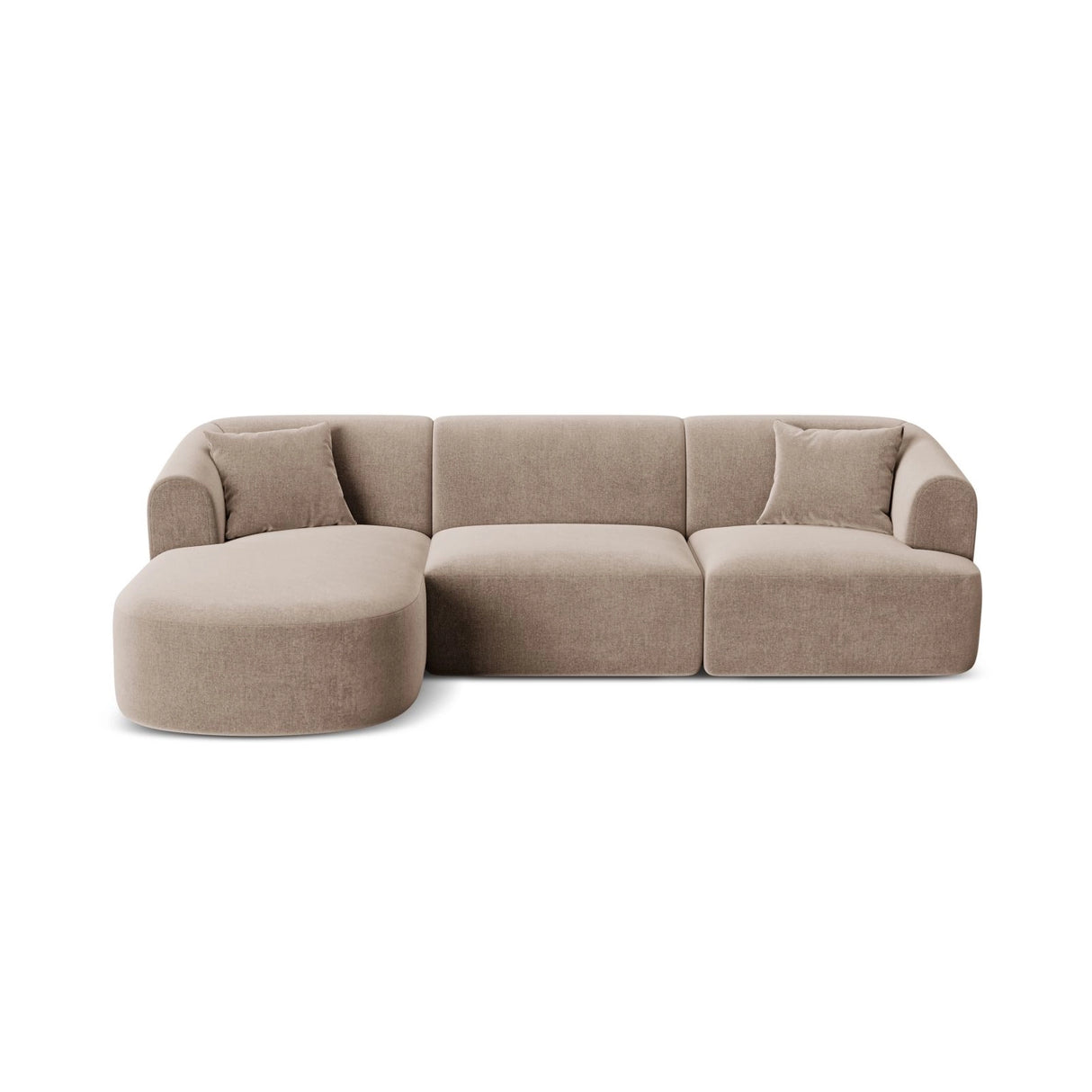 Campi 4-Sitzer Ecksofa, Linke Seite, aus Samt in Dunkelbeige (Vogue 3), 256x156x70 cm von Cosmopolitan Design – Bild 1