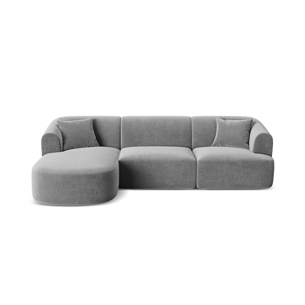 Campi 4-Sitzer Ecksofa, Linke Seite, aus Samt in Grau (Vogue 15), 256x156x70 cm von Cosmopolitan Design – Bild 1