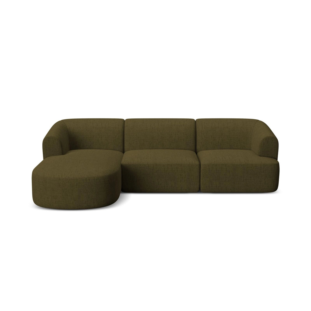 Campi 4-Sitzer Ecksofa, Linke Seite, aus Strukturierter Stoff in Grün (Moly 38), 256x156x70 cm von Cosmopolitan Design – Bild 4